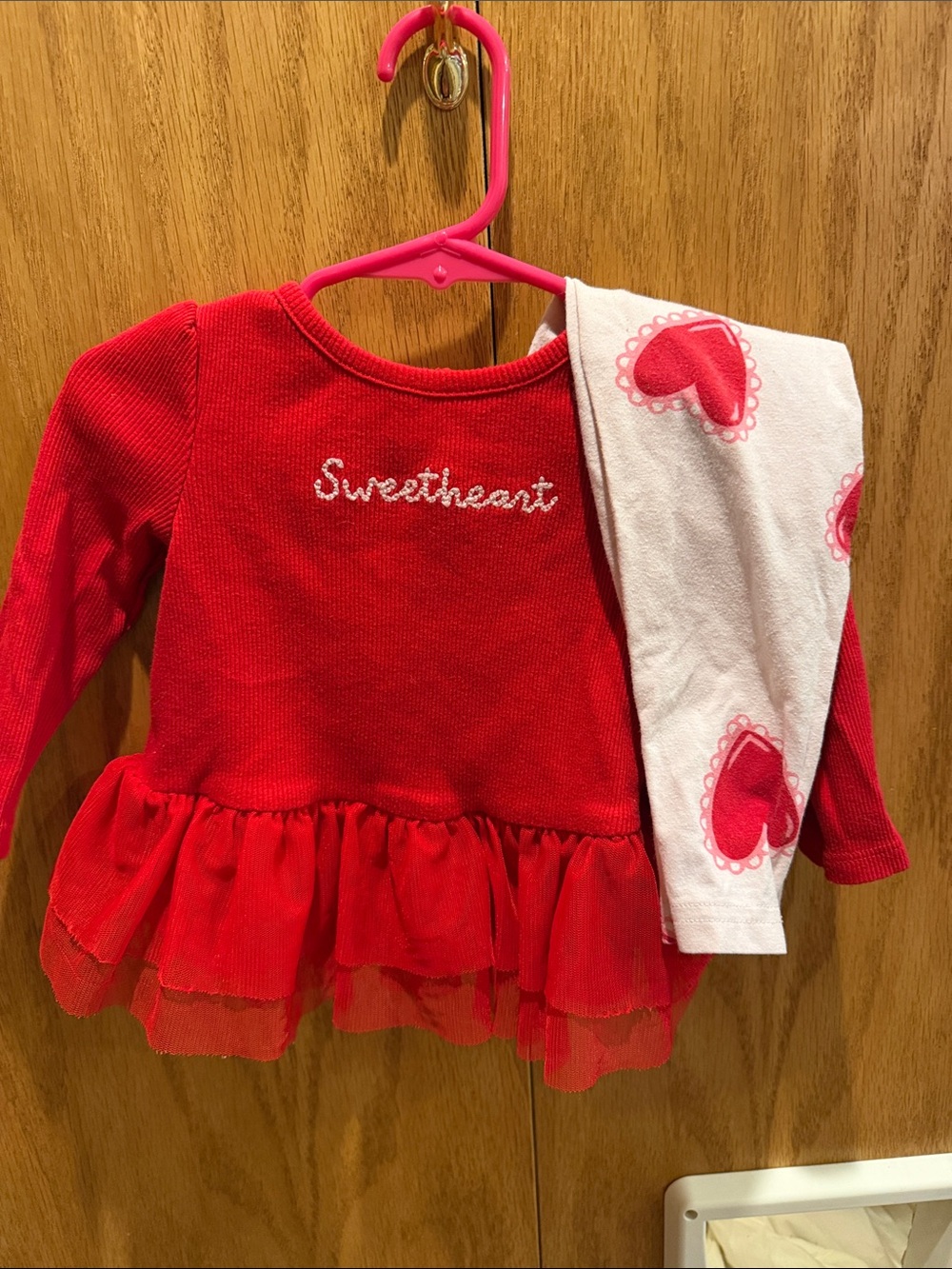 Carter's Red 'Sweetheart' Long-Sleeve Top with Heart Print Leggings